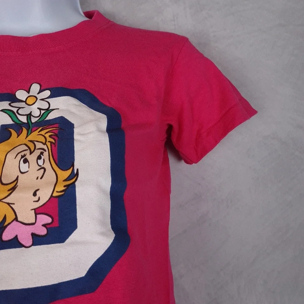 Vintage Dr Seuss Shirt Girls M Pink Cindy Lou Daisy Head Baby Tee 90s